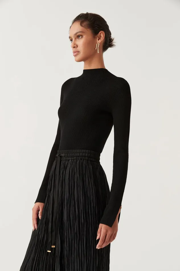 Carolina Rib Knit Top Black Women Aje Knitwear 038 Jumpers
