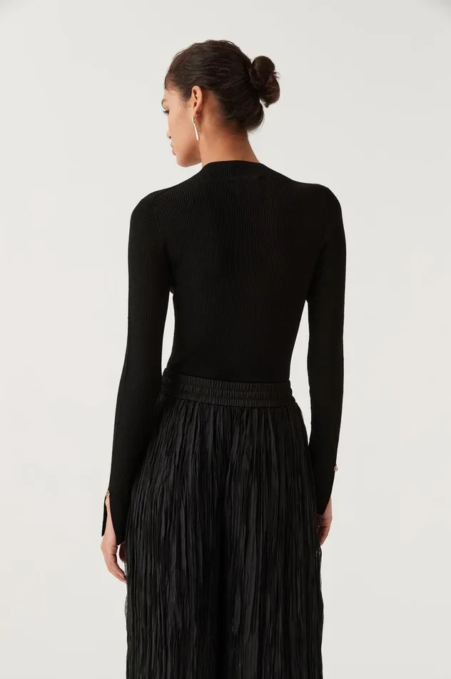 Carolina Rib Knit Top Black Women Aje Knitwear 038 Jumpers