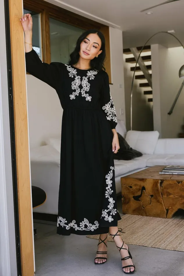 Cassandra Embroidered Dress Black Women Bohme Dresses