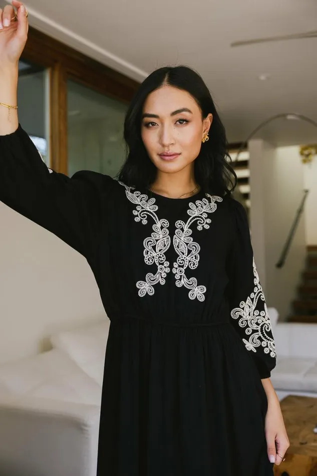 Cassandra Embroidered Dress Black Women Bohme Dresses