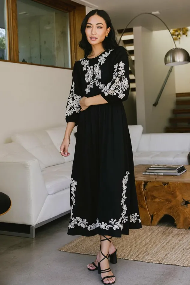 Cassandra Embroidered Dress Black Women Bohme Dresses
