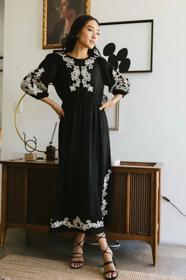 Cassandra Embroidered Dress Black Women Bohme Dresses