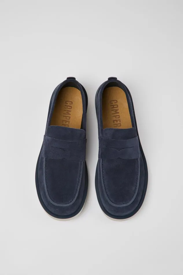 Casual Shoes Men Camper Wagon Blue Nubuck Shoes