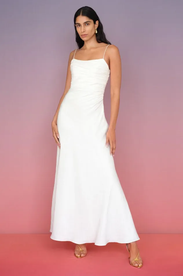 Clarice Draped Maxi Dress Ivory Women Aje Maxi Dresses