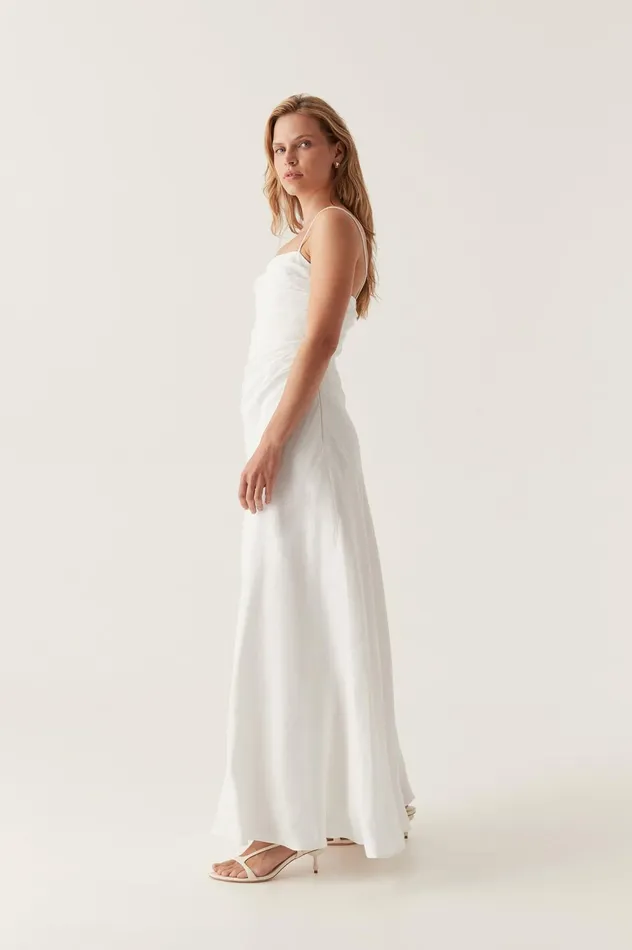 Clarice Draped Maxi Dress Ivory Women Aje Maxi Dresses