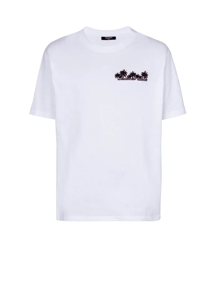 Club Signature Printed Tshirt White Men Balmain TShirts