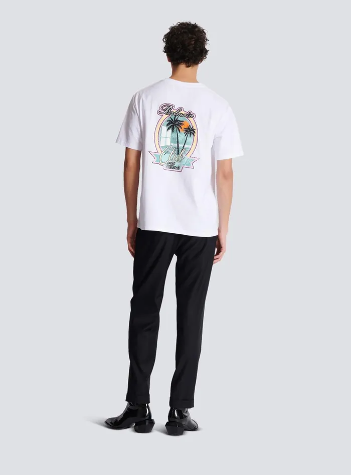 Club Signature Printed Tshirt White Men Balmain TShirts