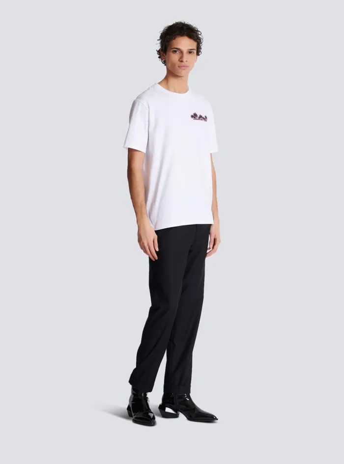 Club Signature Printed Tshirt White Men Balmain TShirts