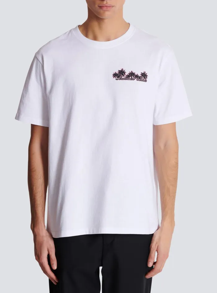Club Signature Printed Tshirt White Men Balmain TShirts