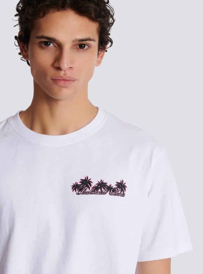 Club Signature Printed Tshirt White Men Balmain TShirts