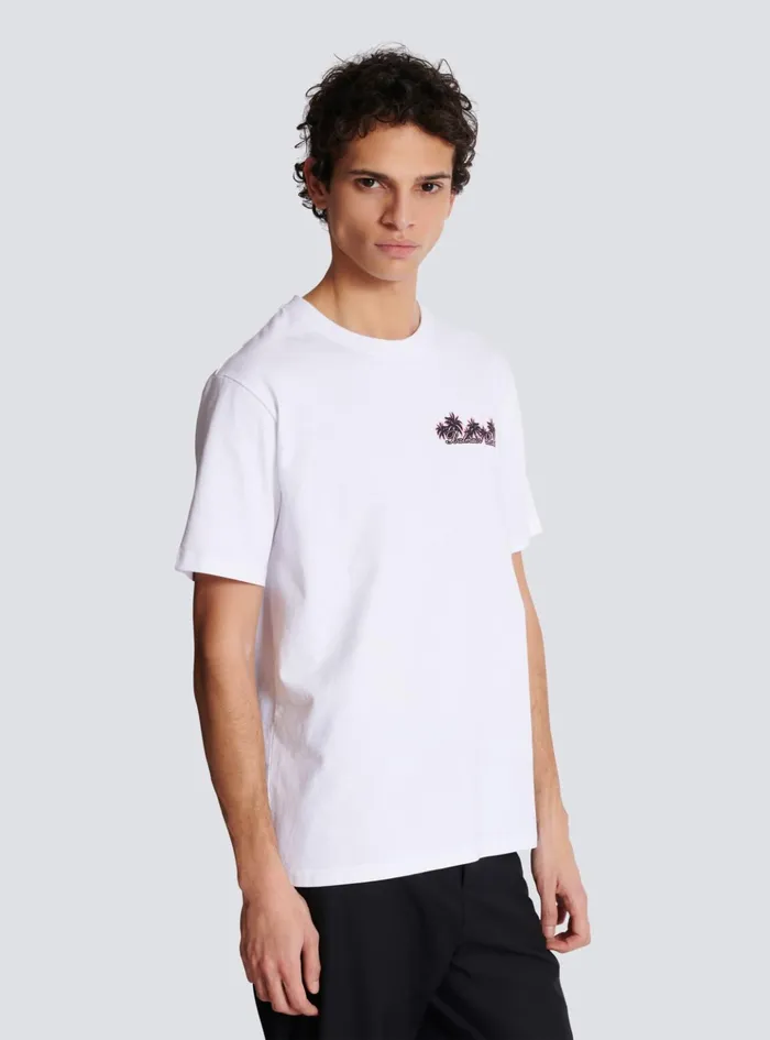 Club Signature Printed Tshirt White Men Balmain TShirts