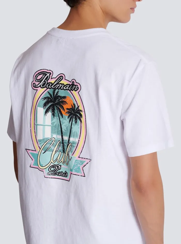 Club Signature Printed Tshirt White Men Balmain TShirts