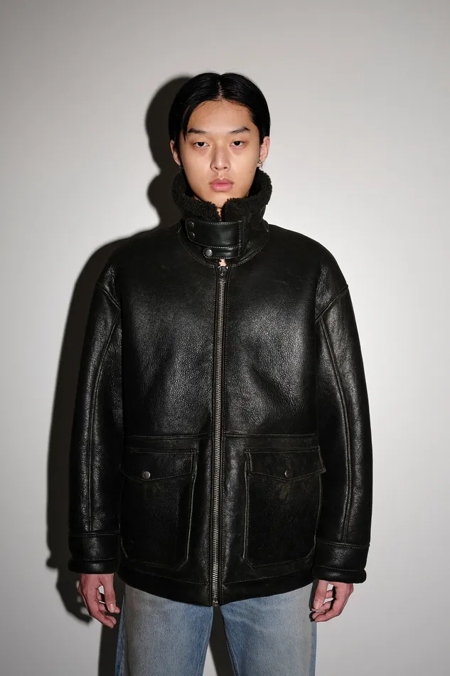 Coats and Jackets Men Kyoto Leather 8211 Black Wonhundred