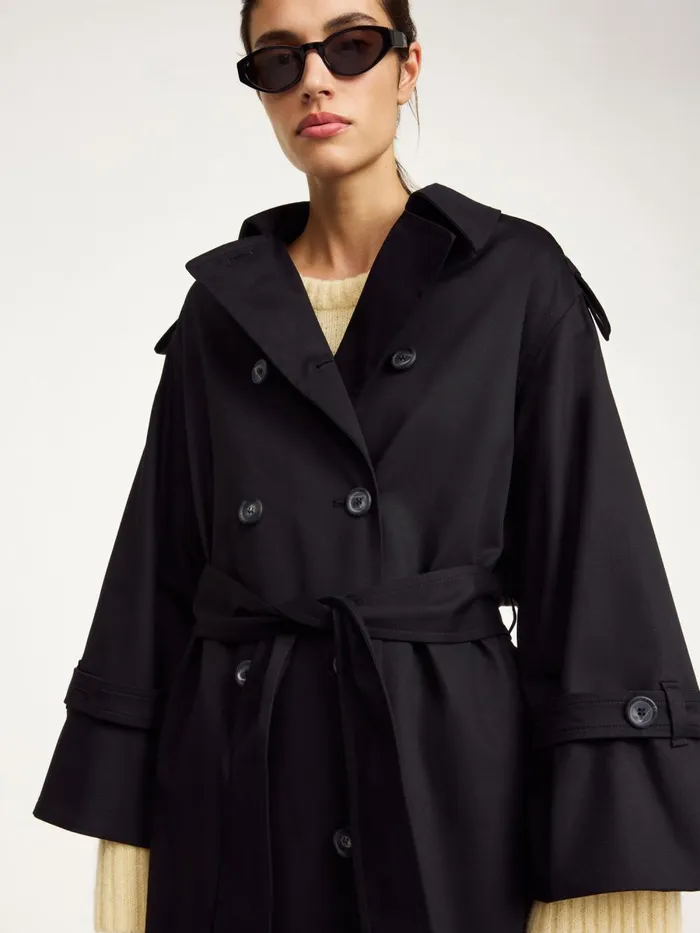 Coats and Jackets Women By Malene Birger Alaya Trench Coat Black Coats and Jackets Women By Malene Birger Alaya Trench Coat Black
