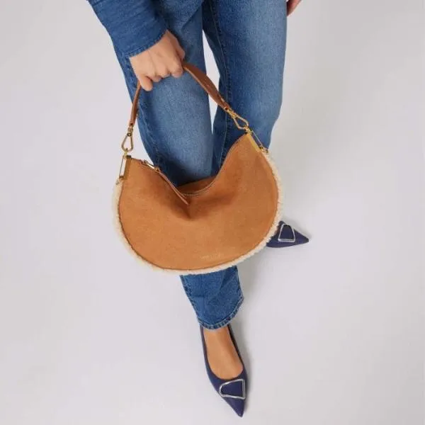 Coccinelle Sunup Eco Shearling Medium Naturalcuir Women Coccinelle Shoulder Bags