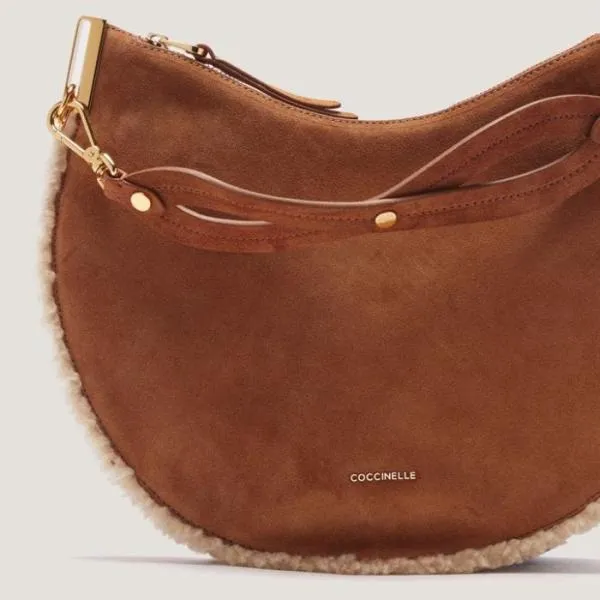 Coccinelle Sunup Eco Shearling Medium Naturalcuir Women Coccinelle Shoulder Bags