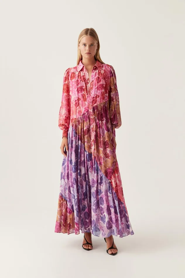 Collisions Smock Maxi Dress Kaleidoscopic Rose Women Aje Maxi Dresses