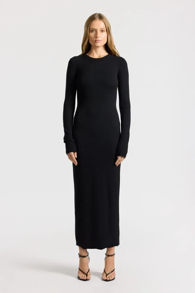 COTTON CITIZEN DRESSES Verona Crewneck Maxi Dress Jet Black 8211 Women