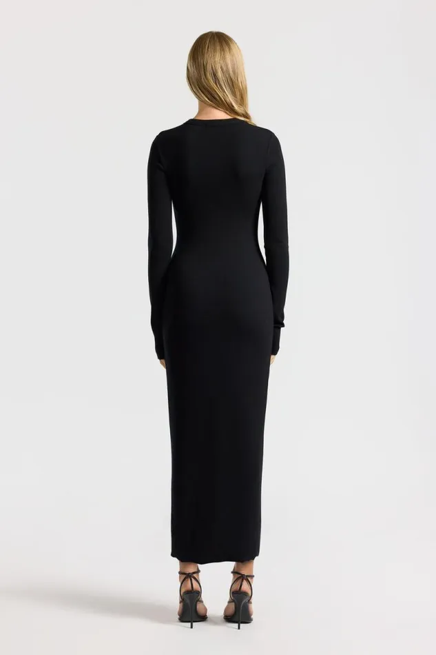 COTTON CITIZEN DRESSES Verona Crewneck Maxi Dress Jet Black 8211 Women