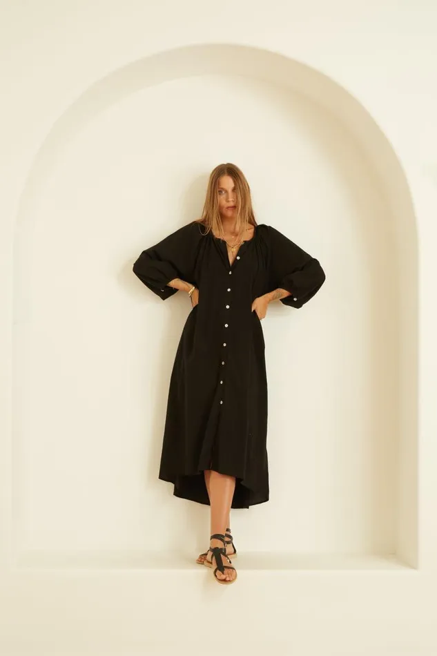 Coverups Shop Natalie Martin ALEX MIDI Black Silk