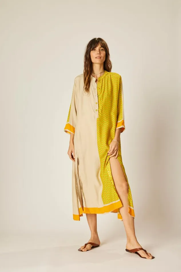 Coverups Shop Natalie Martin ISOBEL DRESS Block Zigzag Tangerine
