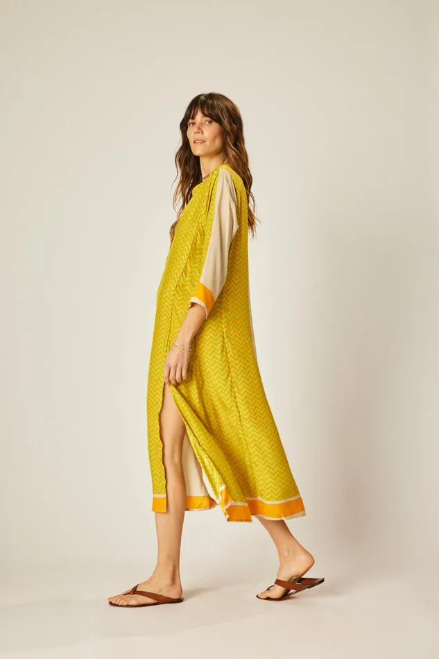 Coverups Shop Natalie Martin ISOBEL DRESS Block Zigzag Tangerine
