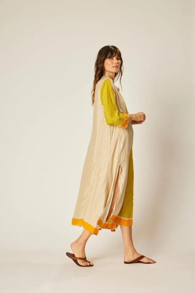 Coverups Shop Natalie Martin ISOBEL DRESS Block Zigzag Tangerine