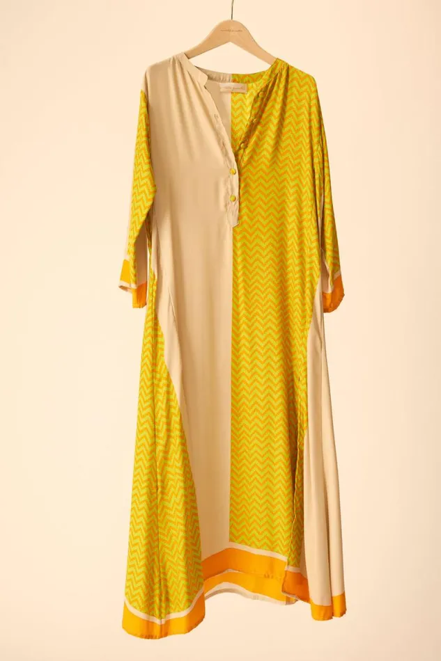 Coverups Shop Natalie Martin ISOBEL DRESS Block Zigzag Tangerine
