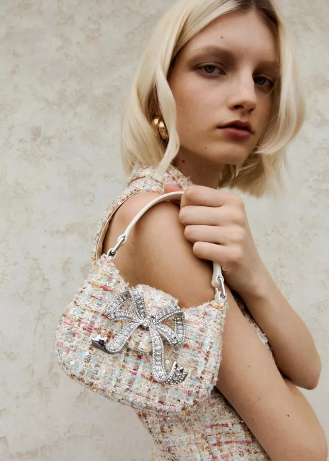 Cream Boucle Micro Bag Women Self Portrait Micro Cream Boucle Micro Bag Women Self Portrait Micro