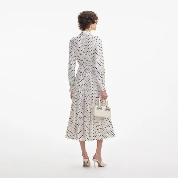Cream Polka Dot Satin Midi Dress Women Self Portrait Dresses Cream Polka Dot Satin Midi Dress Women Self Portrait Dresses