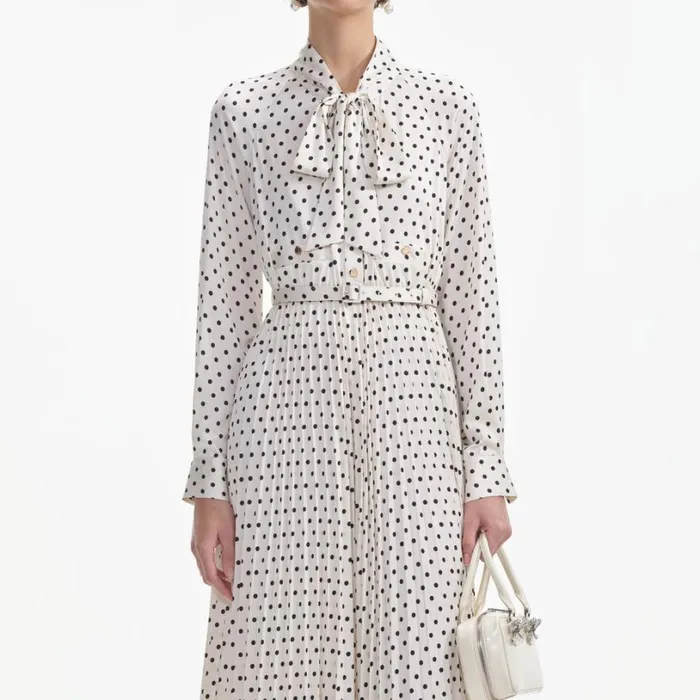 Cream Polka Dot Satin Midi Dress Women Self Portrait Dresses Cream Polka Dot Satin Midi Dress Women Self Portrait Dresses