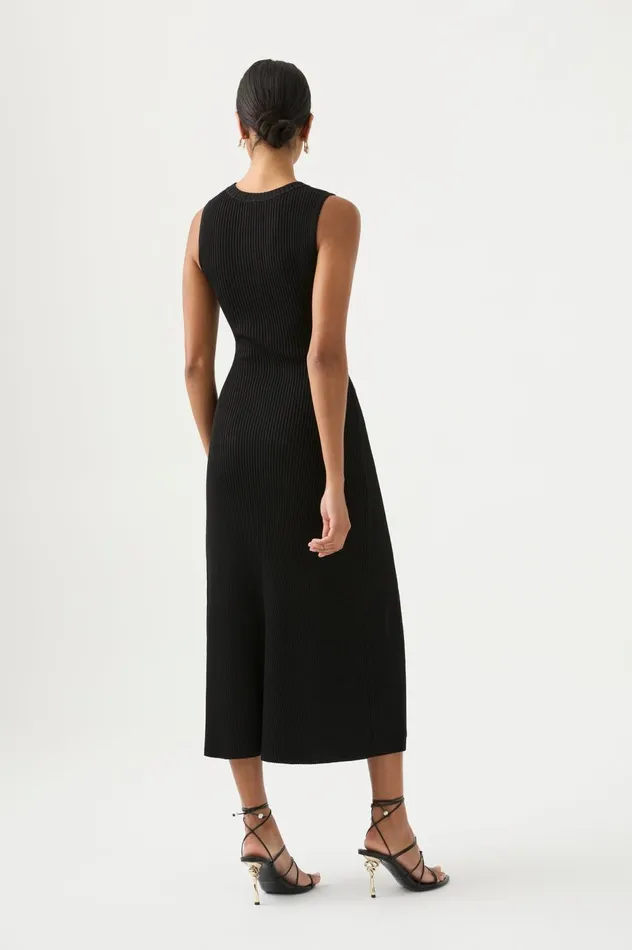 Crescent Knit Midi Dress Black Women Aje Body 038 Crepe Knit