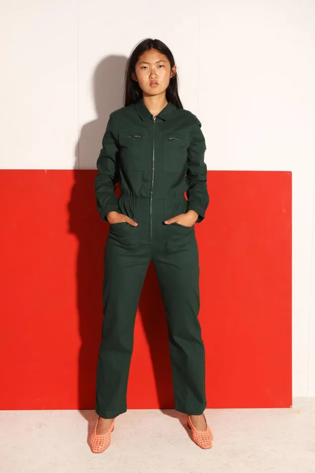 Danny Stretch Drill Boilersuit Forest Green Womens LF Markey One Pieces