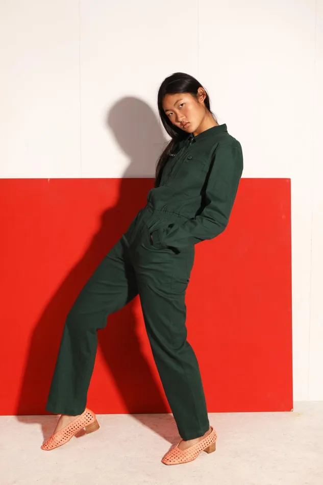 Danny Stretch Drill Boilersuit Forest Green Womens LF Markey One Pieces