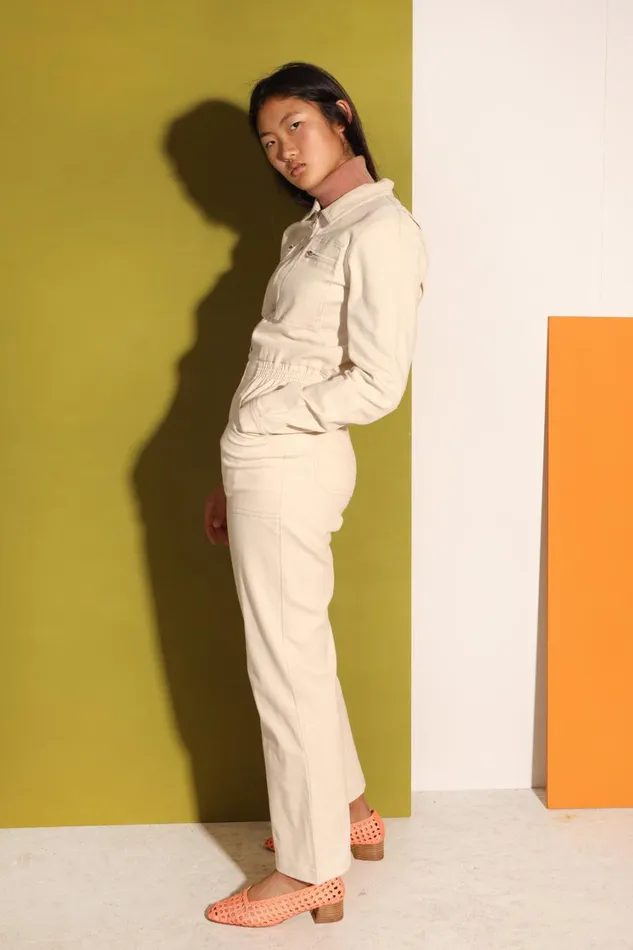 Danny Stretch Drill Boilersuit Ivory Womens LF Markey One Pieces