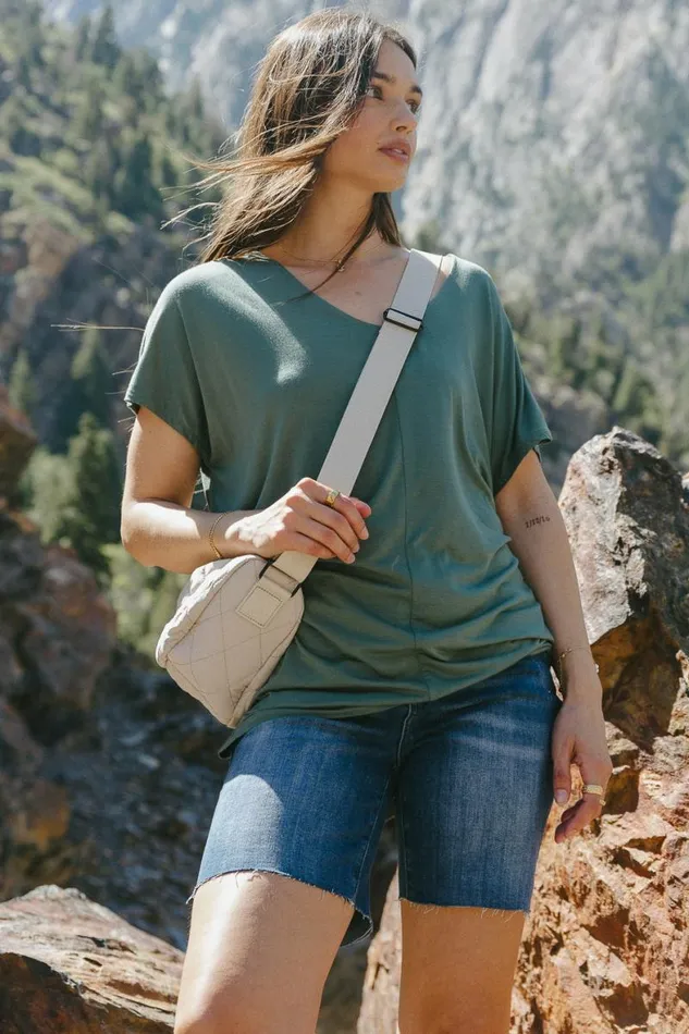 Demi Oversized Top In Sage 8211 FINAL SALE Sage Women Bohme Tees and Tanks