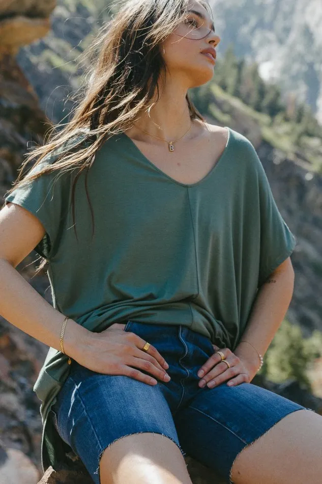 Demi Oversized Top In Sage 8211 FINAL SALE Sage Women Bohme Tees and Tanks