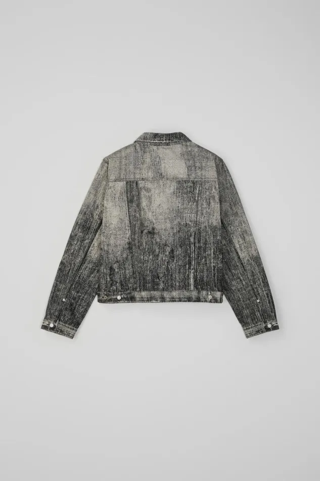 Denim Women Camper Denim Faded Black Paint Print Denim Jacket Denim Women Camper Denim Faded Black Paint Print Denim Jacket