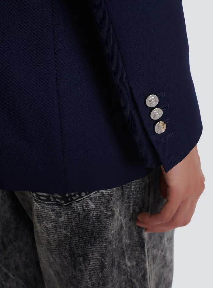 Doublebreasted Buttoned Blazer Navy Men Balmain Jackets And Blazers