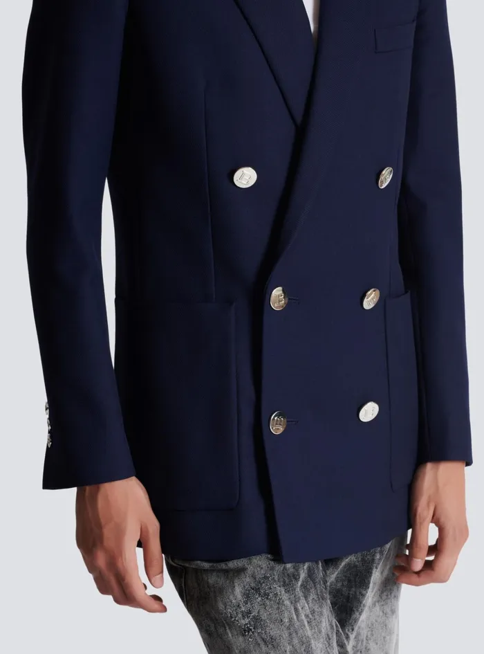 Doublebreasted Buttoned Blazer Navy Men Balmain Jackets And Blazers