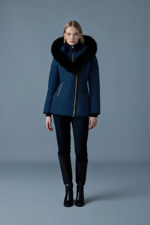 Downs and Jackets Women Mackage ADALI Down Coat With Blue Fox Fur Signature Mackage Collar Black Downs and Jackets Women Mackage ADALI Down Coat With Blue Fox Fur Signature Mackage Collar Black