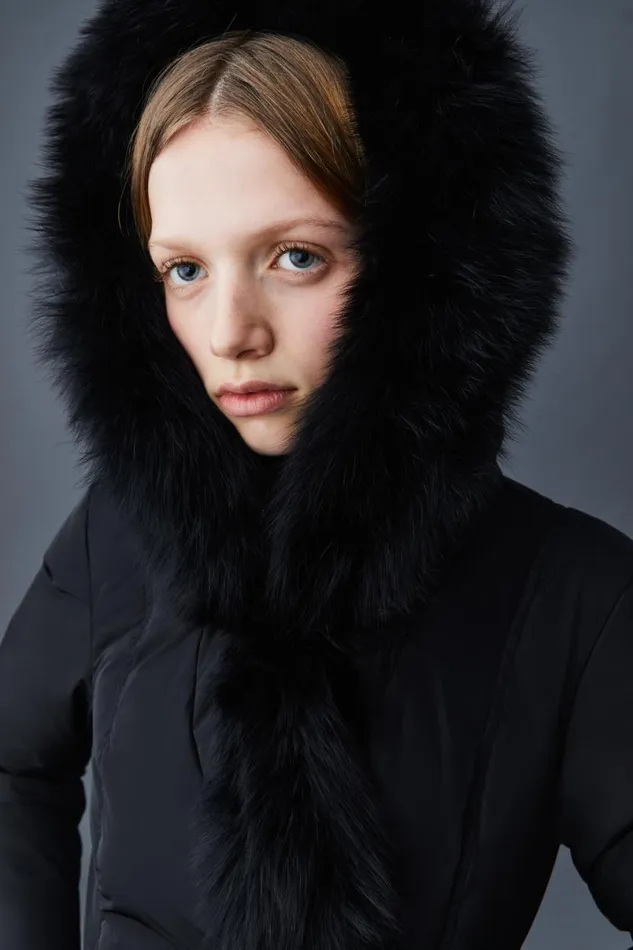 Downs and Jackets Women Mackage ADALI Down Coat With Blue Fox Fur Signature Mackage Collar Black Downs and Jackets Women Mackage ADALI Down Coat With Blue Fox Fur Signature Mackage Collar Black