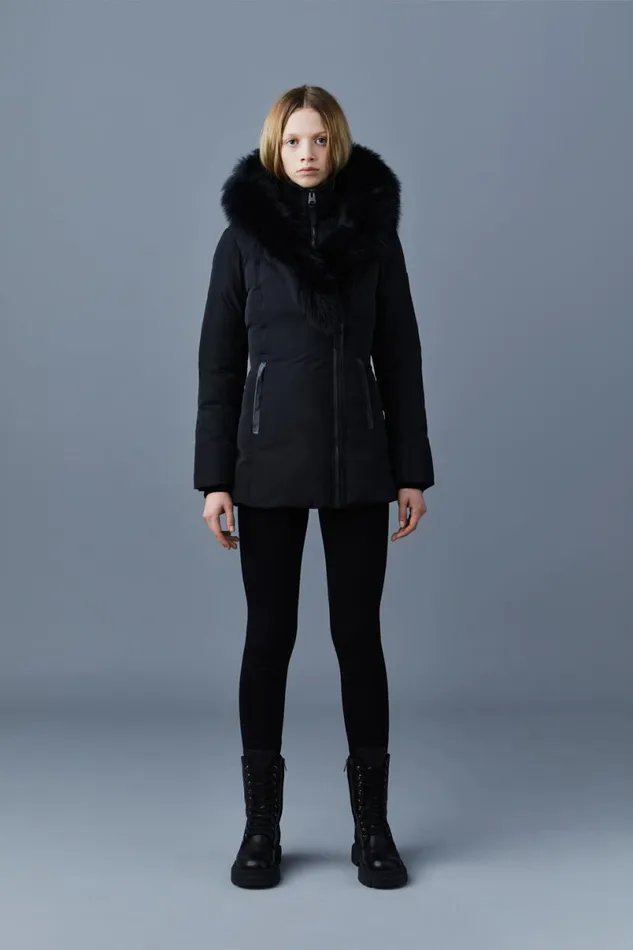 Downs and Jackets Women Mackage ADALI Down Coat With Blue Fox Fur Signature Mackage Collar Black Downs and Jackets Women Mackage ADALI Down Coat With Blue Fox Fur Signature Mackage Collar Black