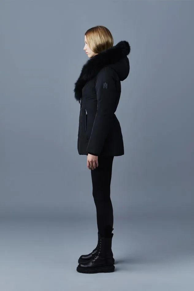 Downs and Jackets Women Mackage ADALI Down Coat With Blue Fox Fur Signature Mackage Collar Black Downs and Jackets Women Mackage ADALI Down Coat With Blue Fox Fur Signature Mackage Collar Black