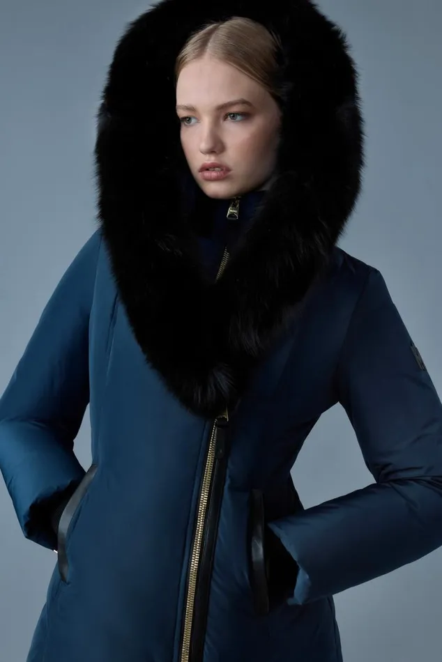 Downs and Jackets Women Mackage ADALI Down Coat With Blue Fox Fur Signature Mackage Collar Black Downs and Jackets Women Mackage ADALI Down Coat With Blue Fox Fur Signature Mackage Collar Black