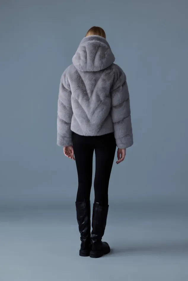 Downs and Jackets Women Mackage ANIK Brushed Fauxfur Down Jacket Carbon