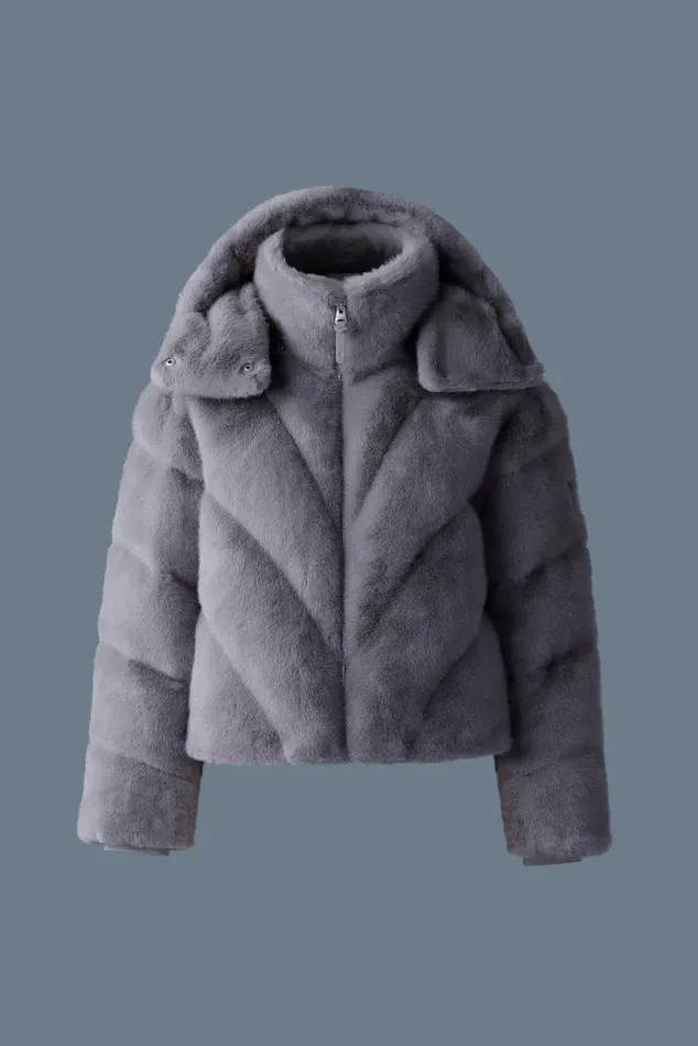 Downs and Jackets Women Mackage ANIK Brushed Fauxfur Down Jacket Carbon Downs and Jackets Women Mackage ANIK Brushed Fauxfur Down Jacket Carbon