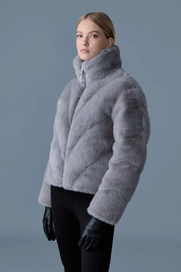 Downs and Jackets Women Mackage ANIK Brushed Fauxfur Down Jacket Carbon Downs and Jackets Women Mackage ANIK Brushed Fauxfur Down Jacket Carbon