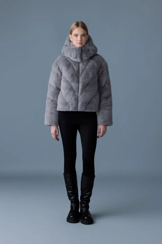 Downs and Jackets Women Mackage ANIK Brushed Fauxfur Down Jacket Carbon Downs and Jackets Women Mackage ANIK Brushed Fauxfur Down Jacket Carbon
