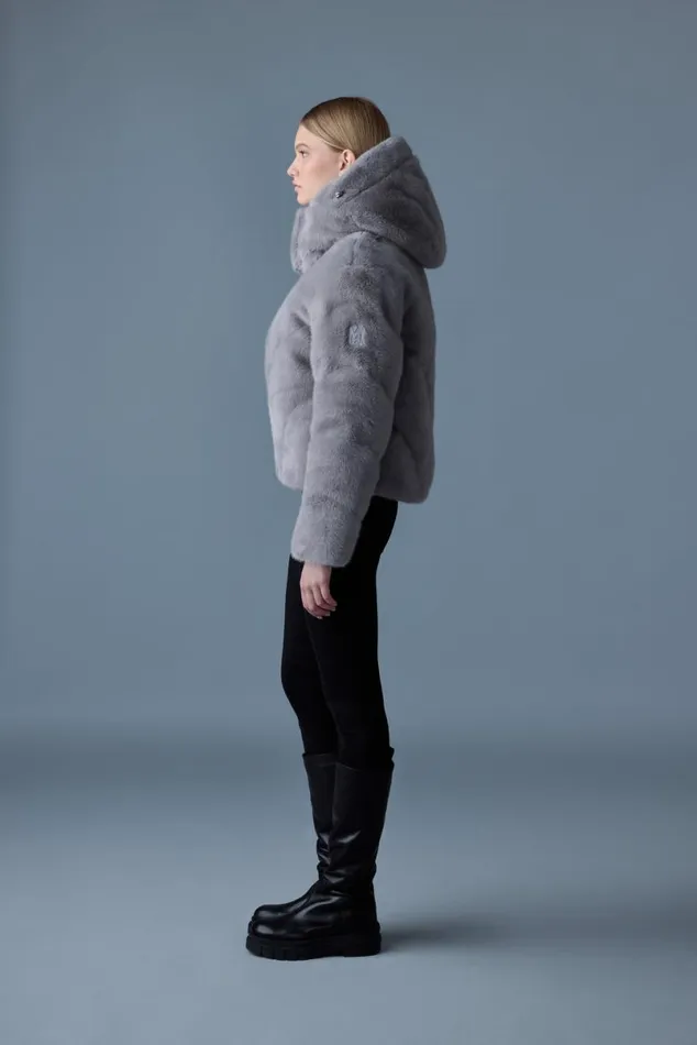 Downs and Jackets Women Mackage ANIK Brushed Fauxfur Down Jacket Carbon Downs and Jackets Women Mackage ANIK Brushed Fauxfur Down Jacket Carbon